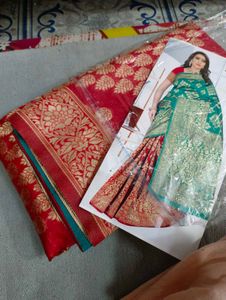 New Elegant Red & Gold Banarasi Silk Saree