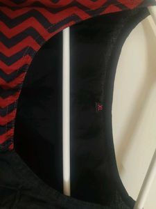 Stylish Black short Kurta with Red Zigzag Print