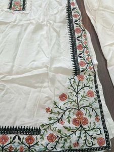 Embroidered White Kurta Set with Dupatta
