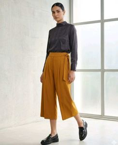 Stylish Mustard Culottes with Belt