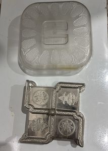 Decorative Silver Pooja Box with Lid
