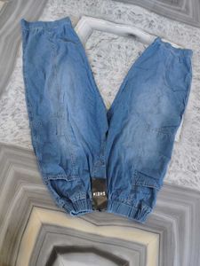 Light Wash Denim Cargo Pants