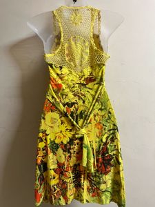 Yellow Floral Halter Dress