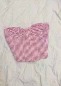 Pink Gingham Corset Top