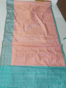 Beautiful Peach &amp; Teal Saree