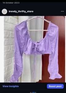 Lavender Long Sleeve Crop Top