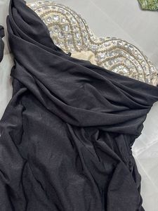 Stunning Black Ruched Off-Shoulder Gown