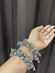 Oxidised Silver Jhumka Bangles