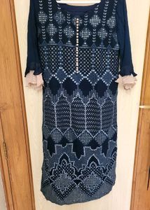 Navy Blue Embroidered Salwar Kameez