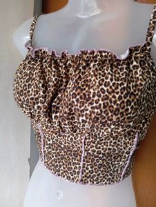 Leopard Print Cami Top with Pink Trim