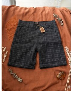 Grid Pattern Shorts For Boys Age 9-10