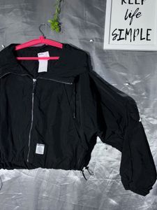 BERSHKA cropped hooded Windbreaker Jacket