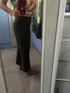 Elegant Dark Brown Straight Leg Pants