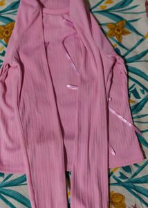 Savana Pink Ribbed Top with Ribbon Detail