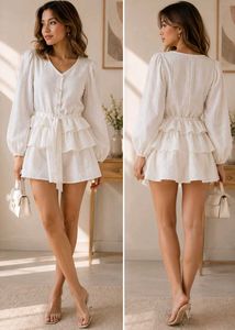 White Ruffled Mini Dress