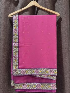 Pink Embellished Saree