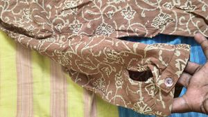 Brown Floral Print Kurta