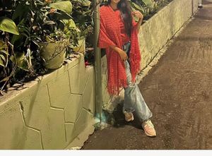 Red Knitted Shawl
