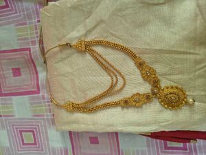 Elegant Cream &amp; Red Saree with Free Necklace