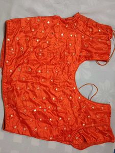 Orange Mirror Work Blouse