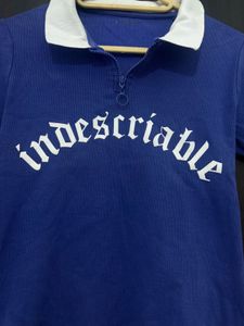 Blue Graphic Zip Polo Shirt