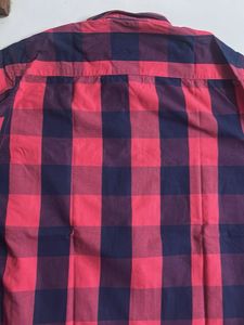 Men's Red &amp; Blue Checkered Slim Fit Shirt