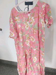 Pink Floral Midi Dress