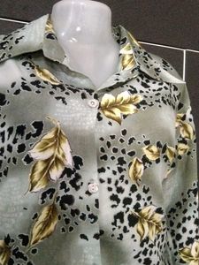 Stylish Leaf Print Button-Up Shirt