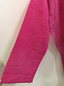 Embroidered Pink Long Sleeves Kurta For Women