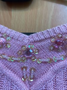 Powder Pink V Neck Stretchable Top