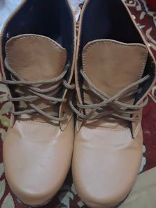 Tan Lace-Up Ankle Boots
