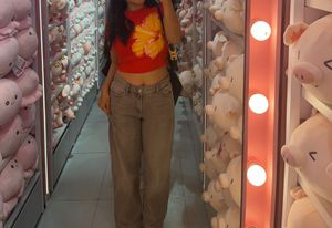 Red Floral Crop Top