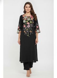 Black Embroidered Kurta Set