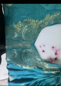 Blue Kurta Set with Gold Print