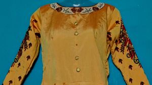wedding Golden Ethnic silk Gown