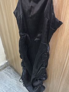 Sleek Black Ruched Mini Dress