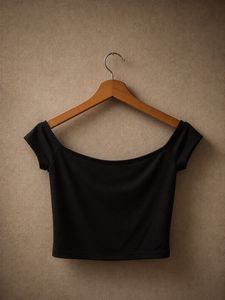 Black Off-Shoulder Tulle Ruffle Top
