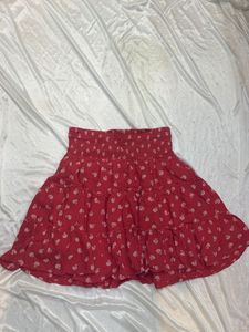 Red Floral Tiered Mini Skirt🌊🦩