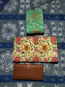 Set of 3 Embroidered Clutches