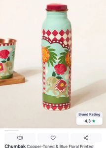 Chumbak copper Blue Floral Printed Water Bottle