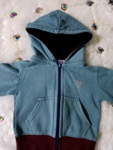 Kids Blue Hooded Zip-Up Jacket