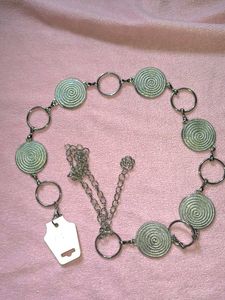Chic Silver Chain Belt with Swirl Detail