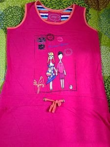 Cute Pink Knee Length Nightdress For Women