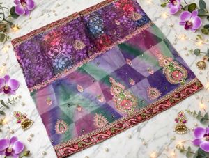 Stunning Purple Embroidered Saree