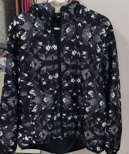 Geometric Print Hooded Jacket