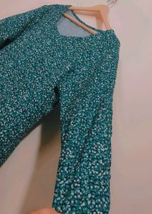 Sea Green Chic Floral Print Dress for 42 Bust