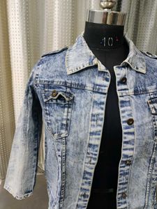Acid Wash Denim Cropped Jacket