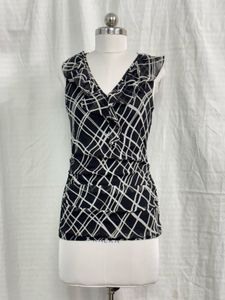 Y2K Ruffle Black stripes Top