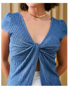 Shein Twist Front V-Neck Top