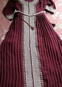 Maroon Embroidered Ethnic Gown